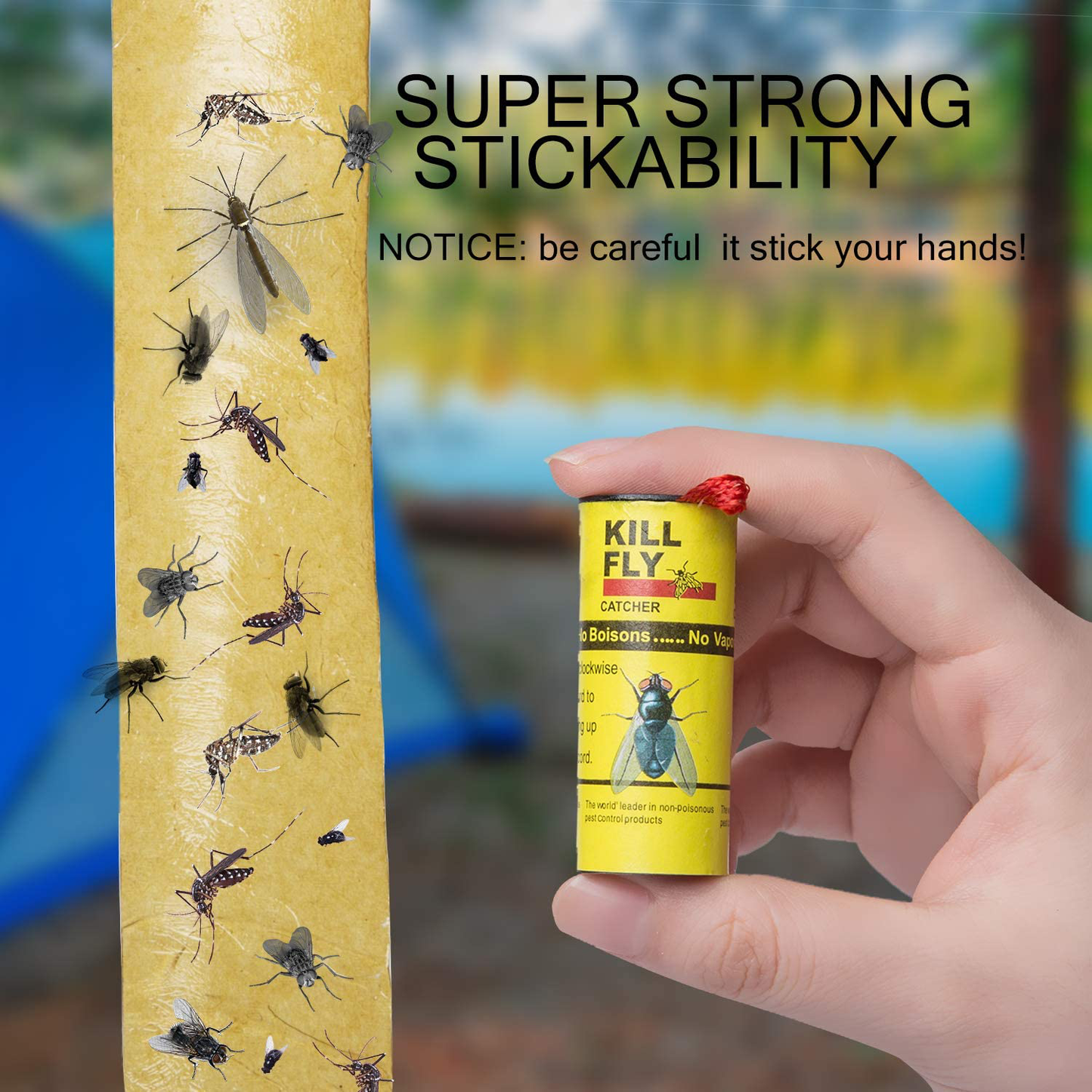 20 Pack Sticky Fly Strips Tape Ribbon, Fly Trap Catcher, Gnat Killer Indoors/Outdoors