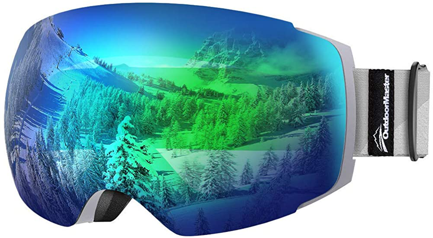 Outdoormaster Ski Goggles PRO - Frameless, Interchangeable Lens 100% UV400 Protection Snow Goggles for Men & Women