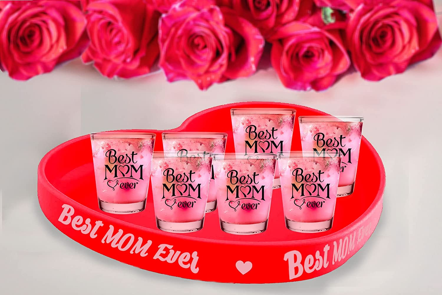 Best Mom Shot Glasses Gift - "Best Mom Ever" - Unique Novelty Present for Mother’S Day, Birthday, Anniversary – Ideal Present for Mom, Wife, New Mom - 2 Oz - Set of 6 - with Gift Box - by Bisyata