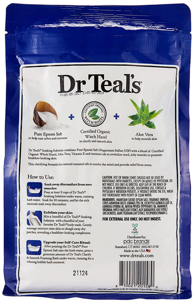 Dr Teal S Pure Epsom Salt, Clarify & Smooth with Witch Hazel & Aloe Vera, 3Lbs