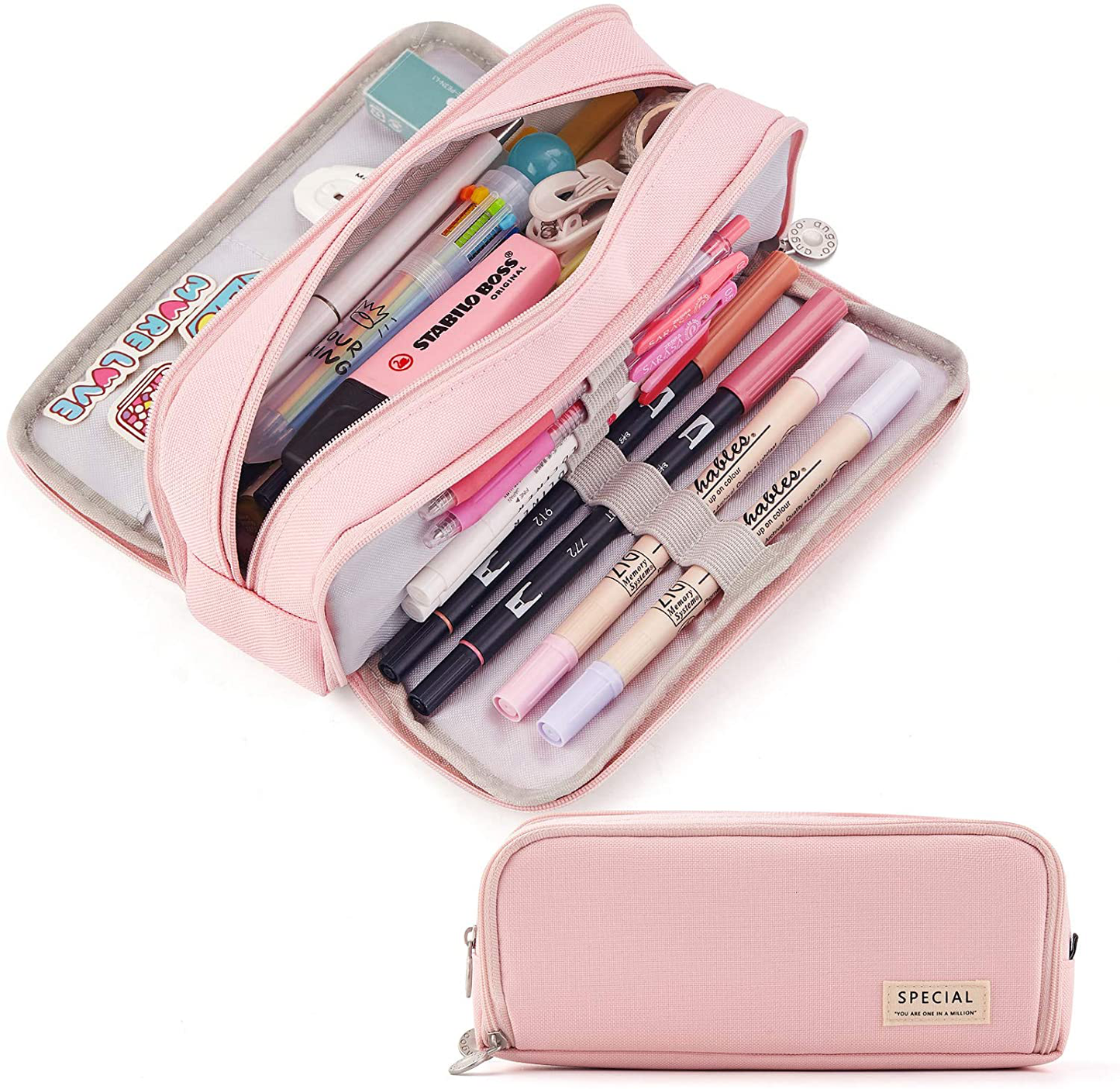 CICIMELON Large Capacity Pencil Case 3 Compartment Pouch Pen Bag for School Teen Girl Boy Men Women