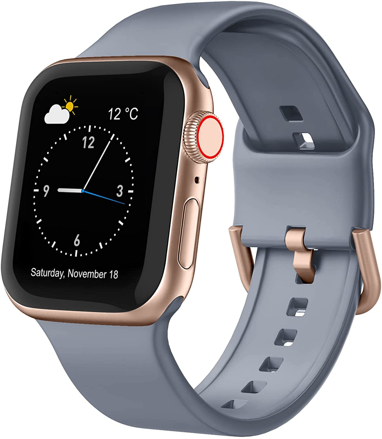 Adepoy Compatible with Apple Watch Bands Soft Silicone Sport Wristbands Replacement Strap with Classic Clasp for iWatch