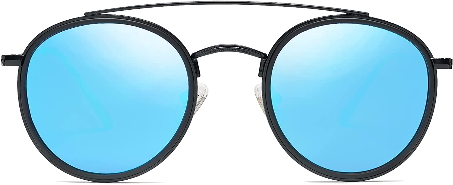 SOJOS Retro round Polarized Sunglasses UV400 Double Bridge Sun Glasses SUNSET SJ1104