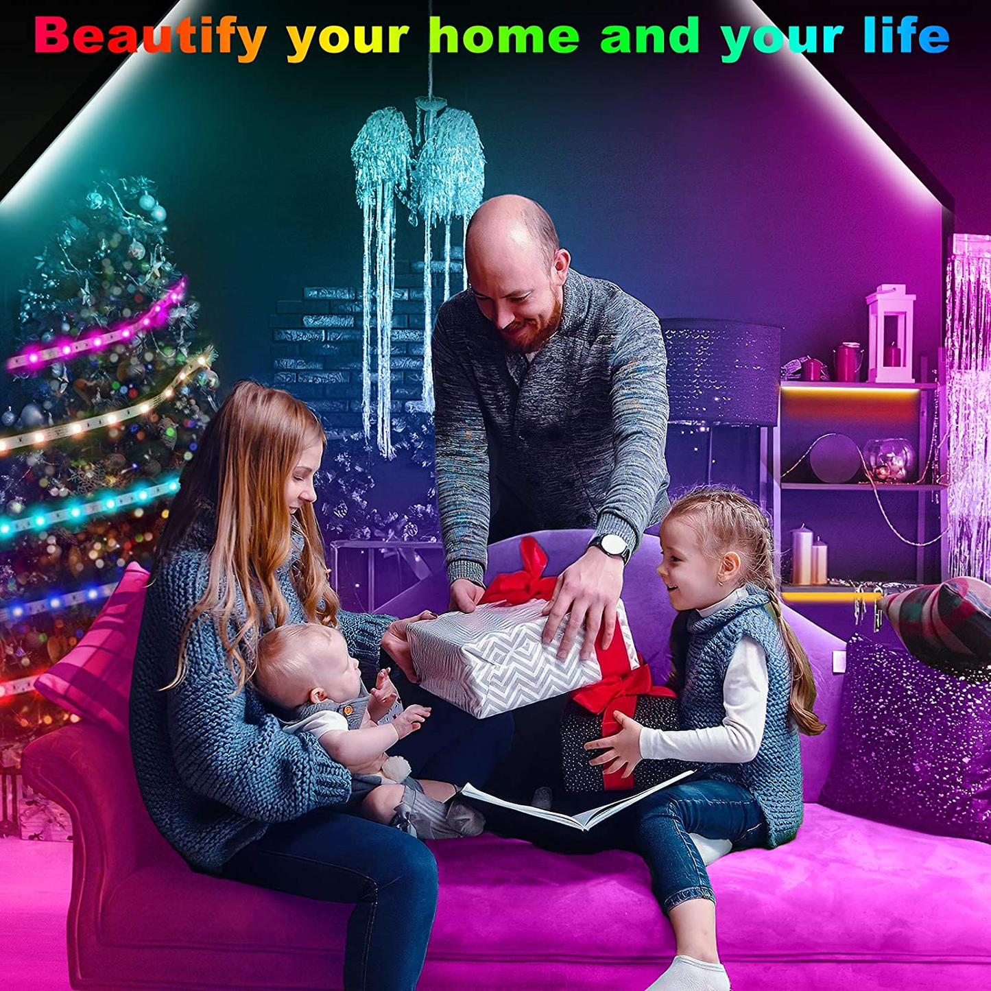 50ft Led Strip Lights, Keepsmile 5050 RGB Color Changing Led Light Strips, Led Lights for Bedroom, Kitchen, Home Decoration