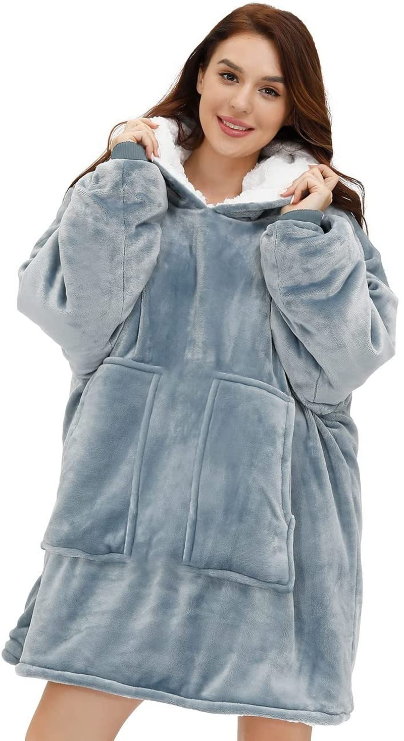 Oversized Wearable Sherpa Fleece Blanket Hoodie Comfortable Soft Warm Thick Hoodie Blanket