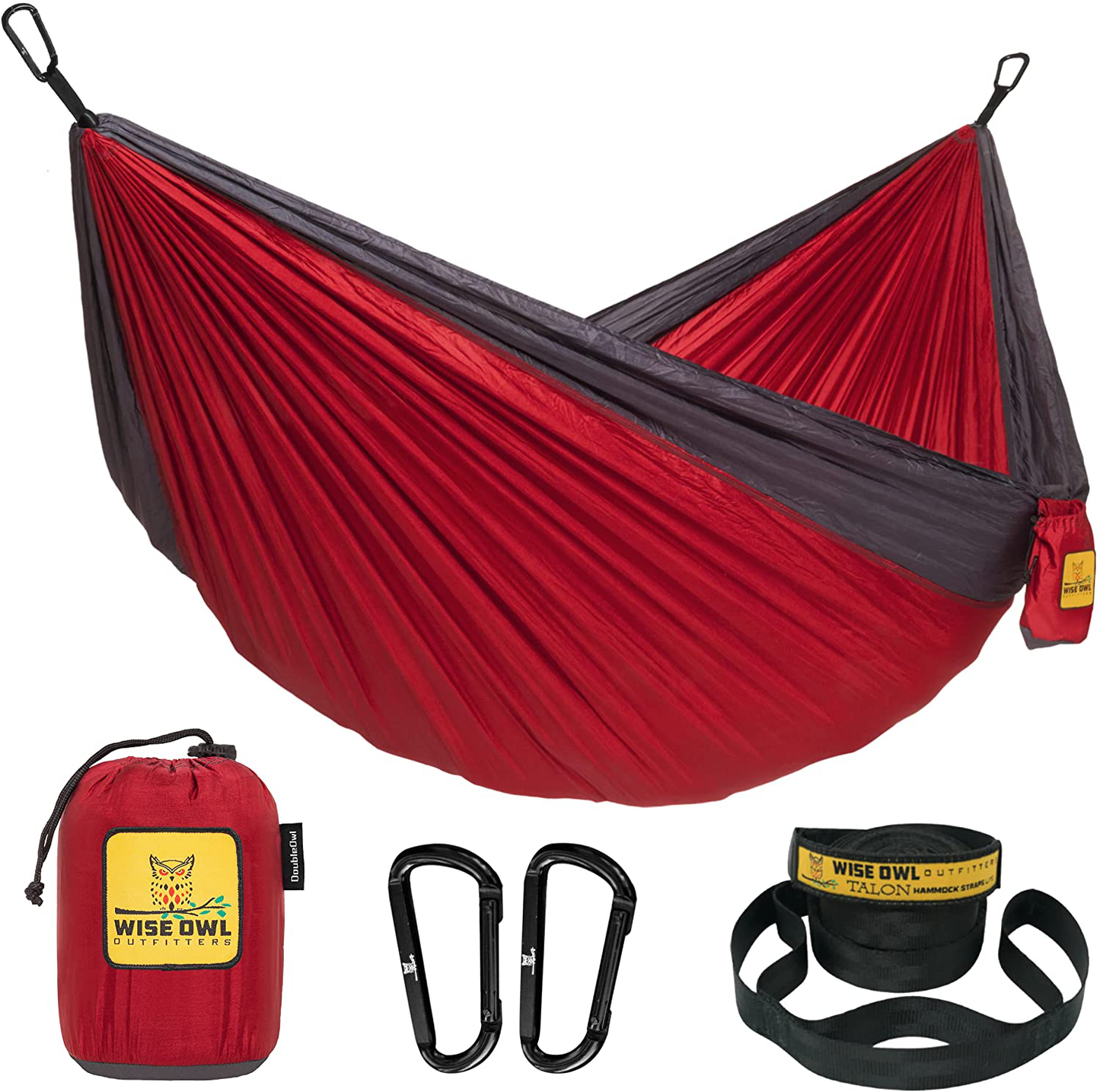 Wise Owl Outfitters Camping Hammocks - Portable Hammock Single or Double Hammock for Outdoor, Indoor W/ Tree Straps - Backpacking, Travel, and Camping Gear