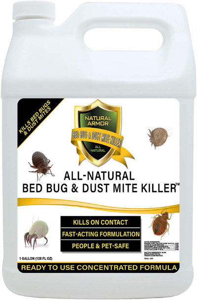 Bed Bug & Dust Mite Killer Natural Spray Treatment for Mattresses, Covers, Carpets & Furniture - Fast Extended Protection. Pet & Kids Safe - No Toxins or Chemicals 128 oz Gallon