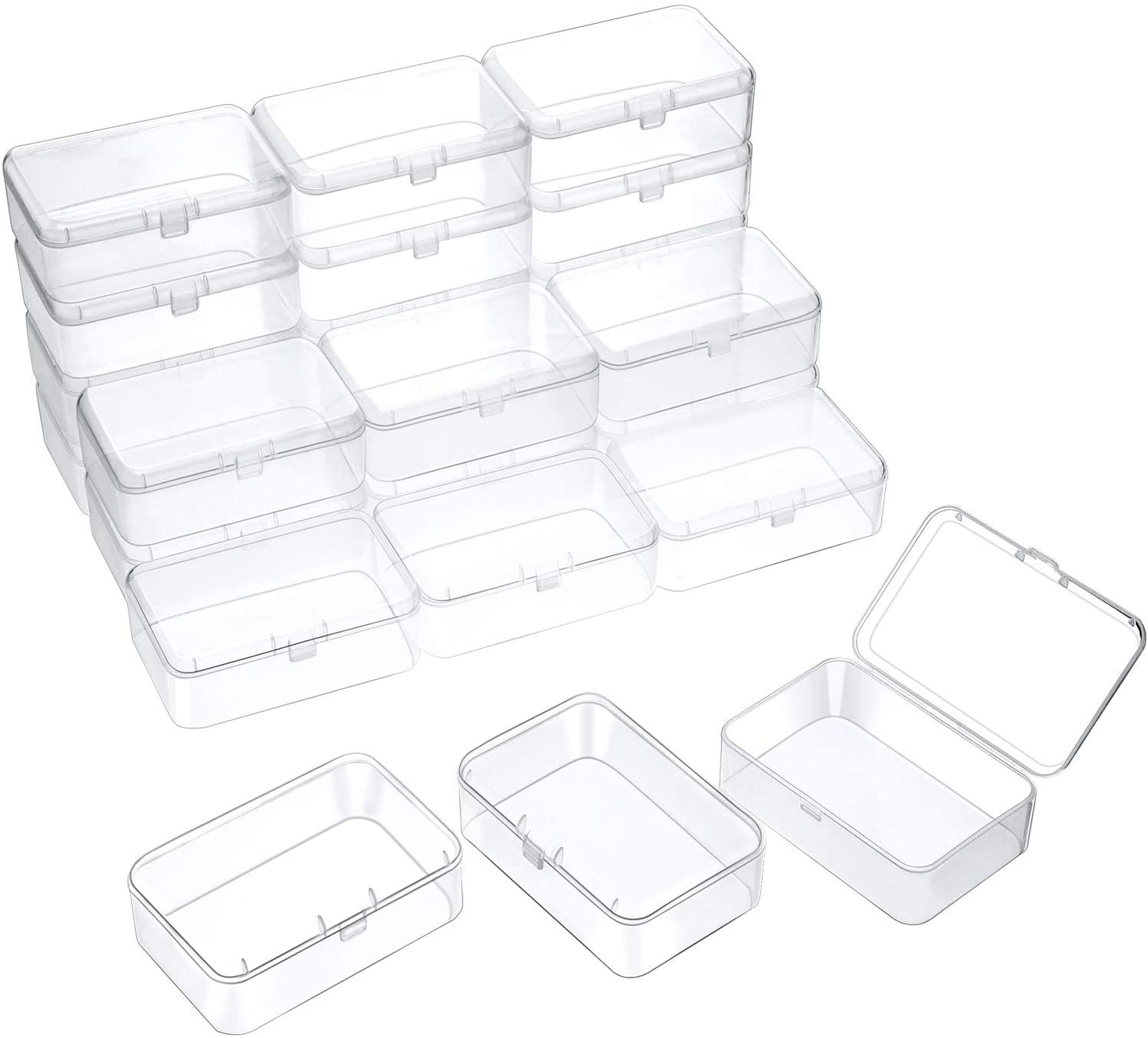 24 Packs Small Clear Plastic Beads Storage Containers Box with Hinged Lid for Storage of Small Items, Crafts, Jewelry, Hardware