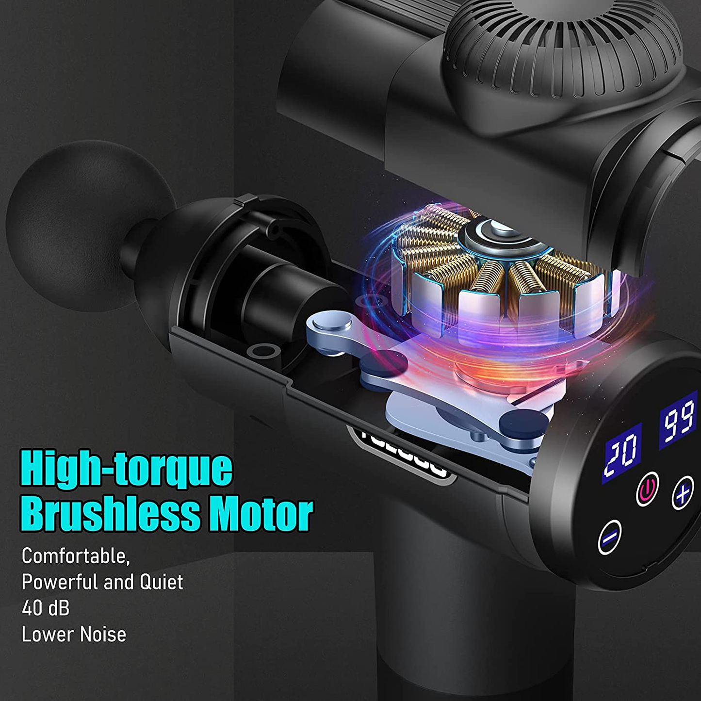 TOLOCO Massage Gun, Upgrade Percussion Muscle Massage Gun for Athletes, Handheld Deep Tissue Massager