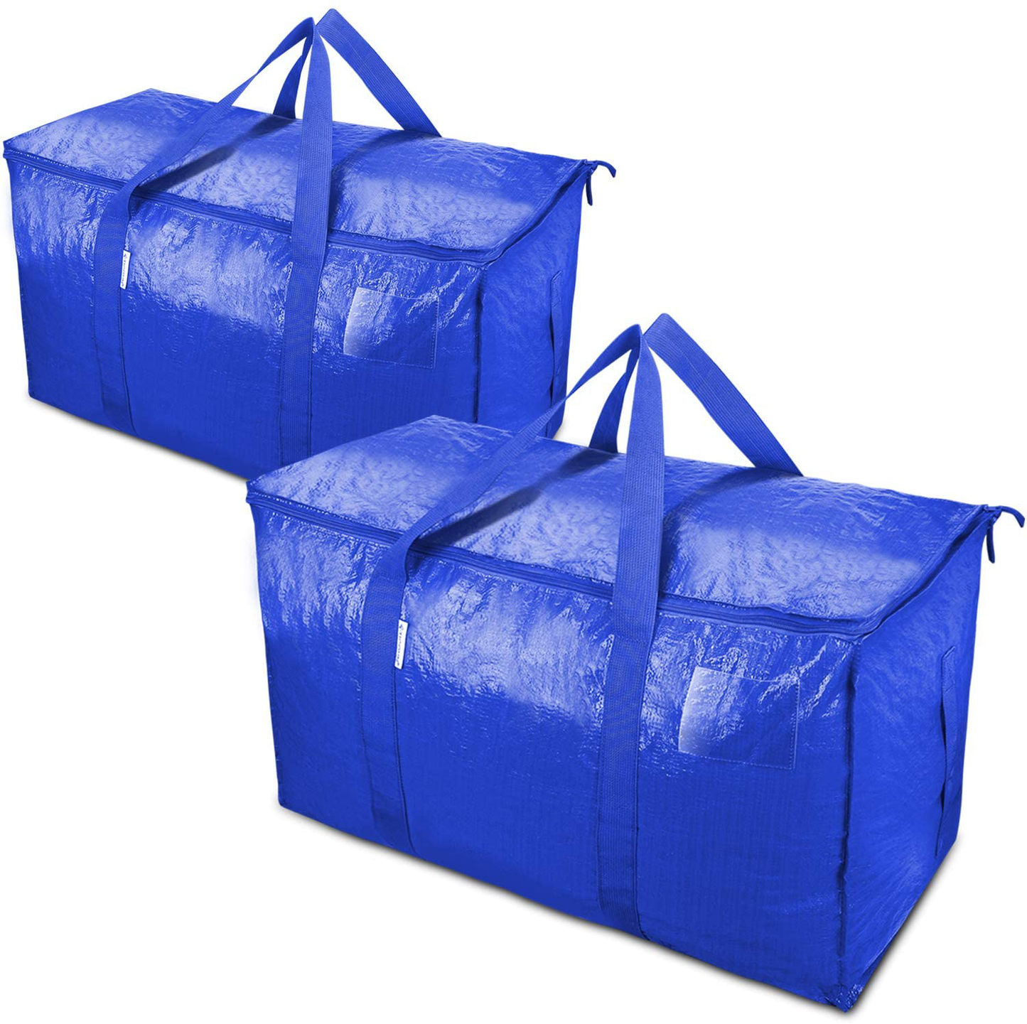 Extra Large Moving Bags with Zippers & Carrying Handles, Heavy-Duty Storage Tote for Space Saving Moving Storage (Blue)