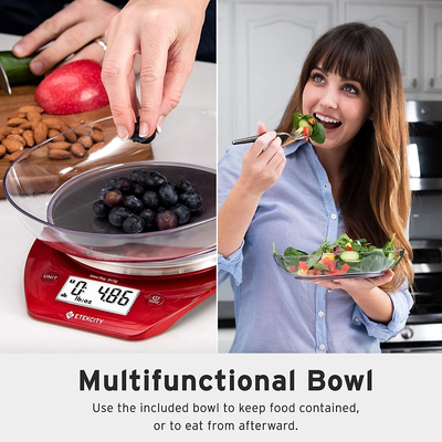 Food Kitchen Scale Bowl, Digital Grams and Ounces for Weight Loss, Baking, Cooking and Keto, 11lb,