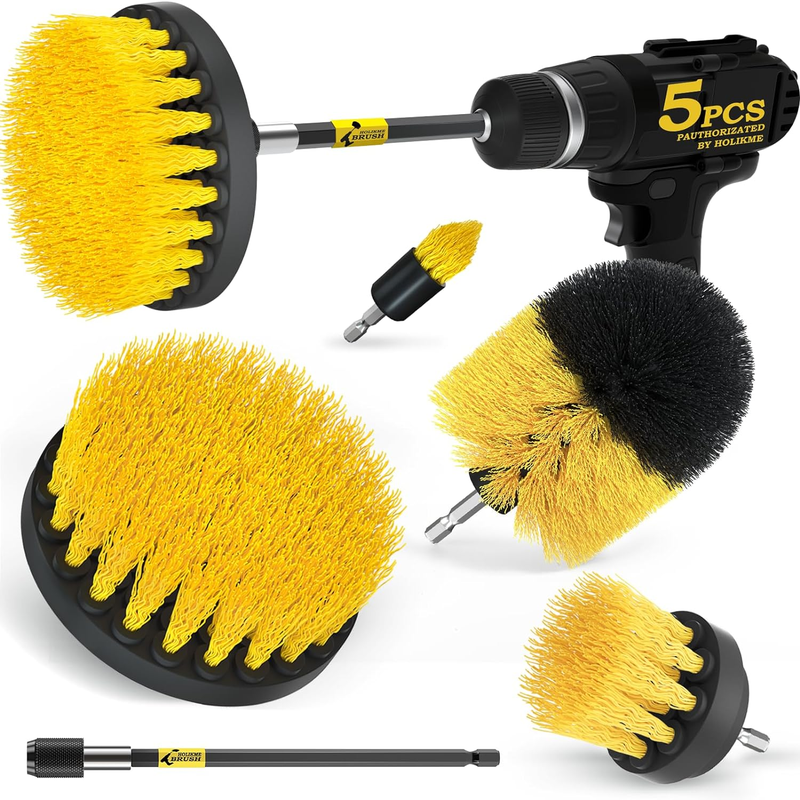 5 Pack Drill Brush Power Scrubber Cleaning Brush Attachment Set