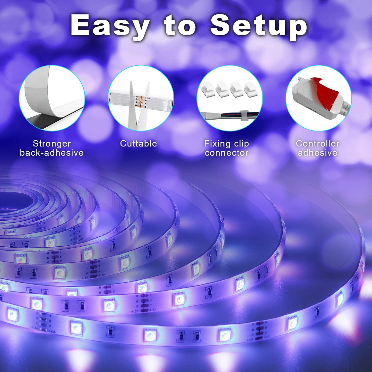 50ft Led Strip Lights, Keepsmile 5050 RGB Color Changing Led Light Strips, Led Lights for Bedroom, Kitchen, Home Decoration
