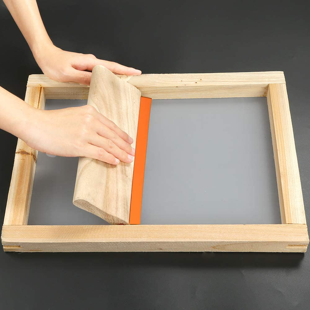 Caydo 23 Pieces Screen Printing Starter kit Include 3 Different Size of Wood Silk Screen Printing Frame with Mesh, Screen Printing Squeegees, Inkjet Transparency Film, Ink Knife, and Mask Tape