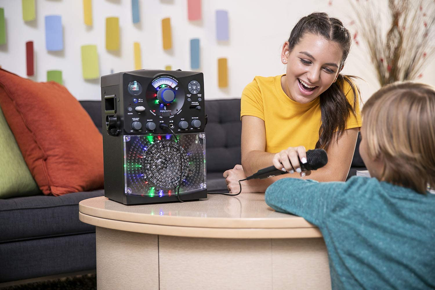Bluetooth Karaoke System with LED Disco Lights, CD+G, USB, and Microphone