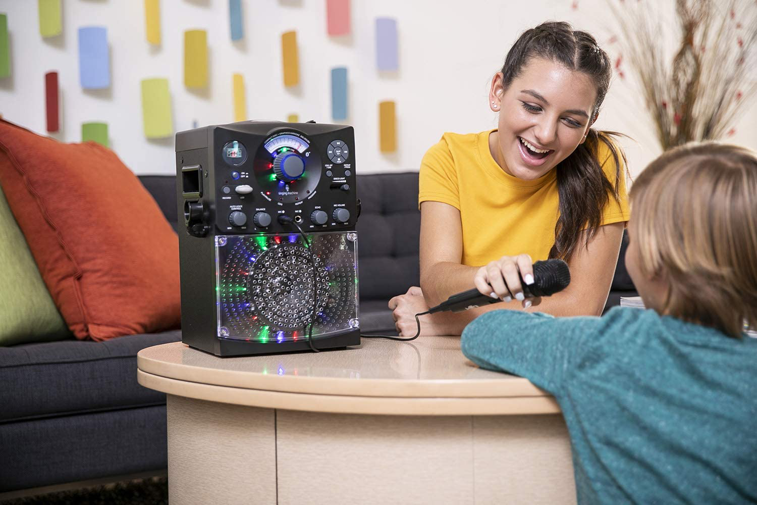 Bluetooth Karaoke System with LED Disco Lights, CD+G, USB, and Microphone