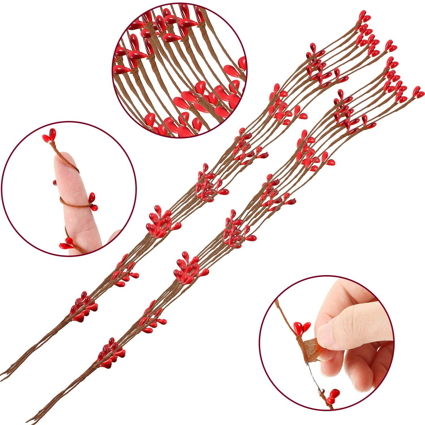 40 Feet Double Pip Garland Berry Garland Floral Craft Country Pip Berry Garland Floral Craft Decor, Artificial Red Berry Christmas Garland, 2 Roll