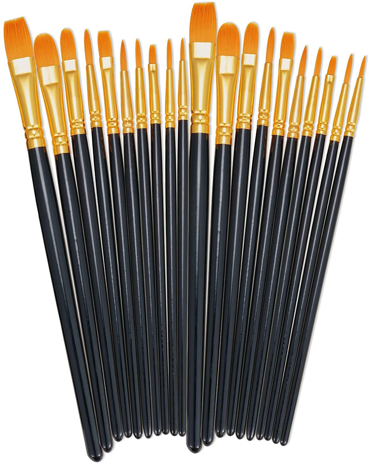 BOSOBO Paint Brushes Set, 2 Pack 20 Pcs Round Pointed Tip Paintbrushes Nylon Hair Artist Acrylic Paint Brushes for Acrylic Oil Watercolor, Face Nail Art, Miniature Detailing & Rock Painting