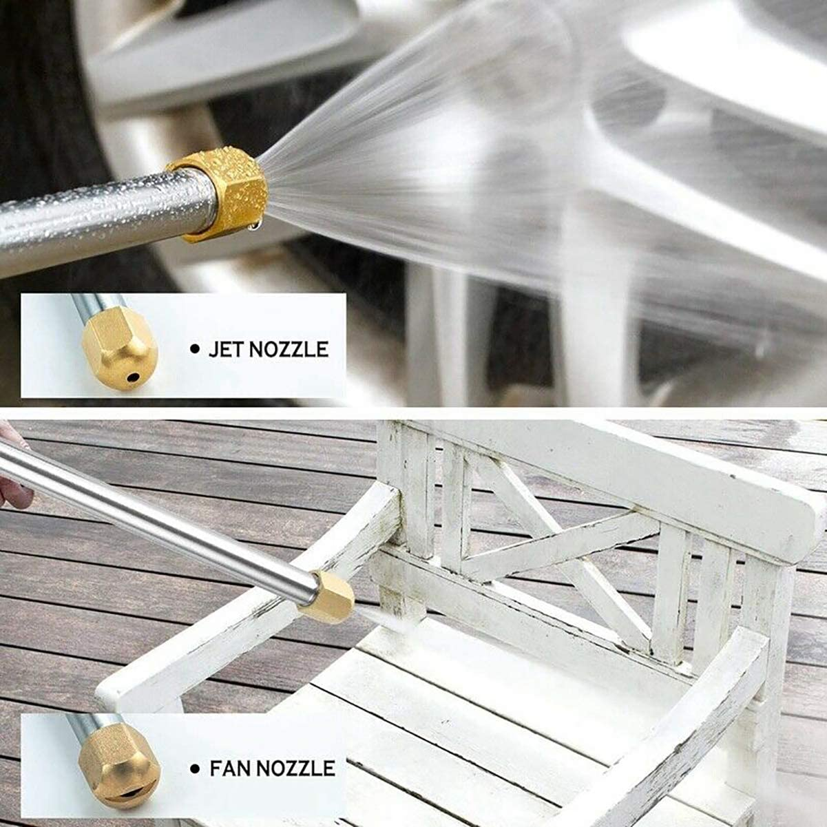 Uptuoli High Pressure Hydro Jet Wand, Extendable Garden Sprayer 2 in 1 Power Washer Attachment Water Hose Nozzle Car Washer Glass Cleaning Tool Window Water Cleaner