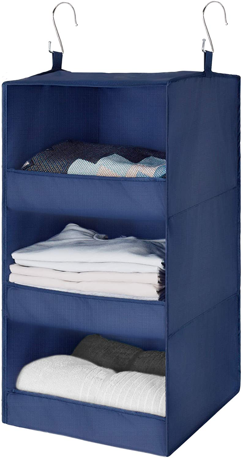 GRANNY SAYS 3-Shelf Hanging Closet Organizer, Collapsible Closet Hanging Shelves, Nursery Hanging Organizer, Navy, 28.9" H X 12.2" W X 12.2" D, 1-Pack
