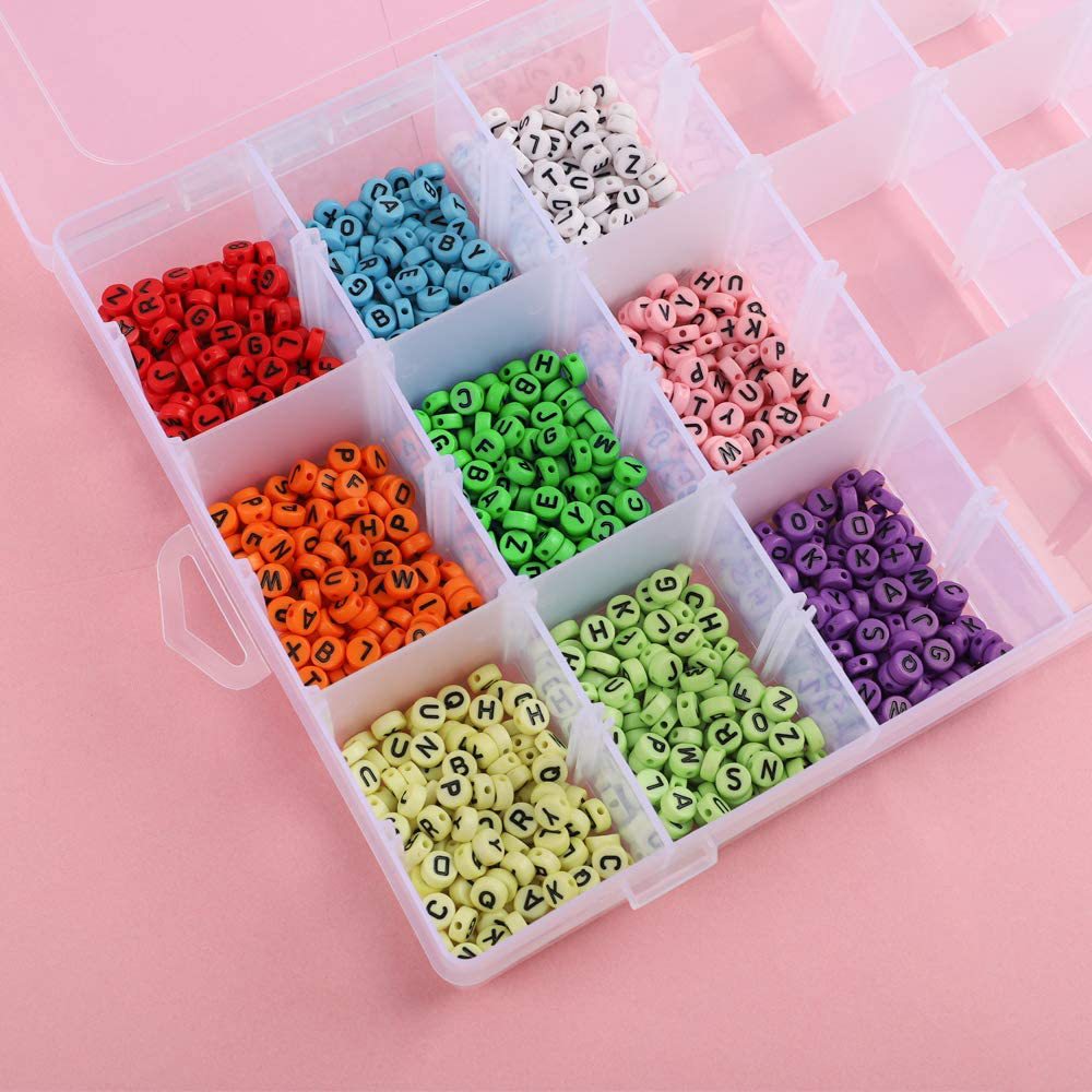 Outuxed 2pack 36 Grids Clear Plastic Organizer Box Storage Container Jewelry Box with Adjustable Dividers for Beads Art DIY Crafts Jewelry Fishing Tackles with 5 Sheets Label Stickers