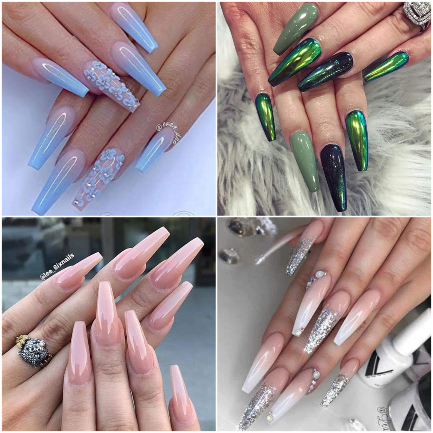 Coffin Nails Long Fake Nails - Clear Acrylic Nails Coffin Shaped Ballerina Nails Tips 500Pcs Full Cover False Nail with 4Pcs Nail Glues and 1Pcs Nail File, 10 Sizes