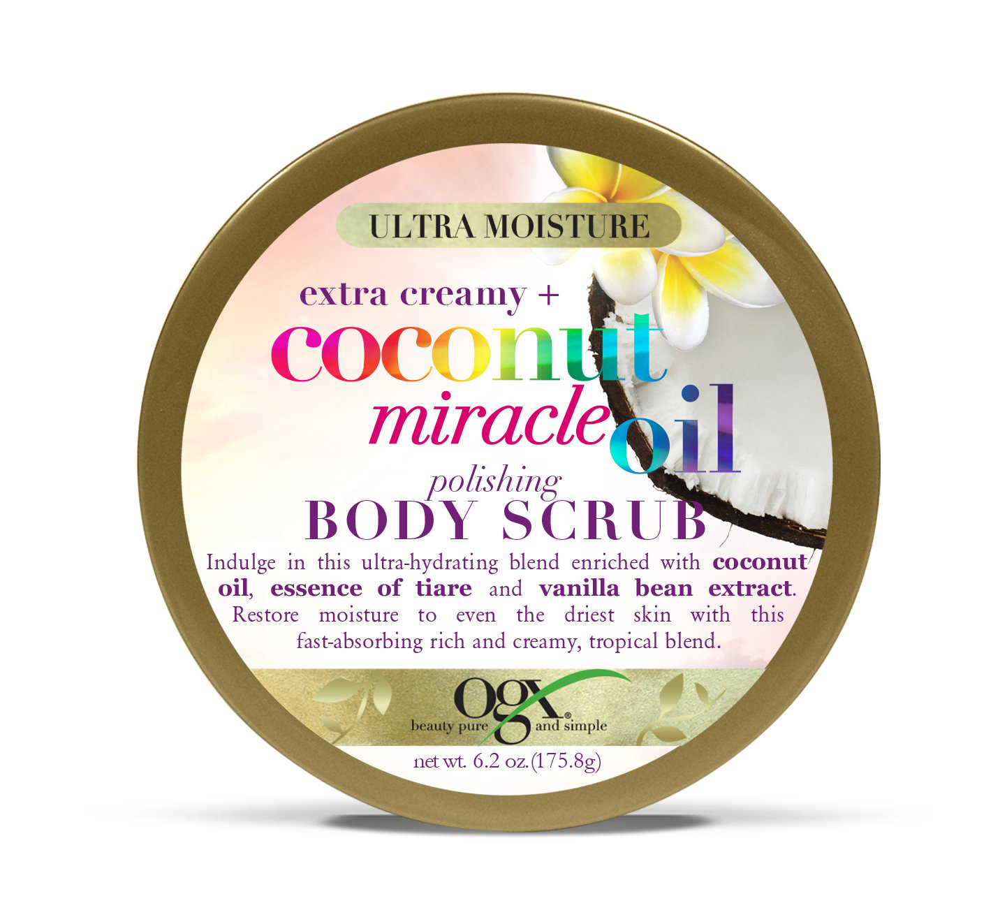 OGX Extra Creamy + Coconut Miracle Oil Hand-to-Heel Body Cream with Vanilla Bean, Fast-Absorbing Body Lotion for Dry Skin, Paraben-Free and Sulfated-Surfactants Free, 6 fl oz