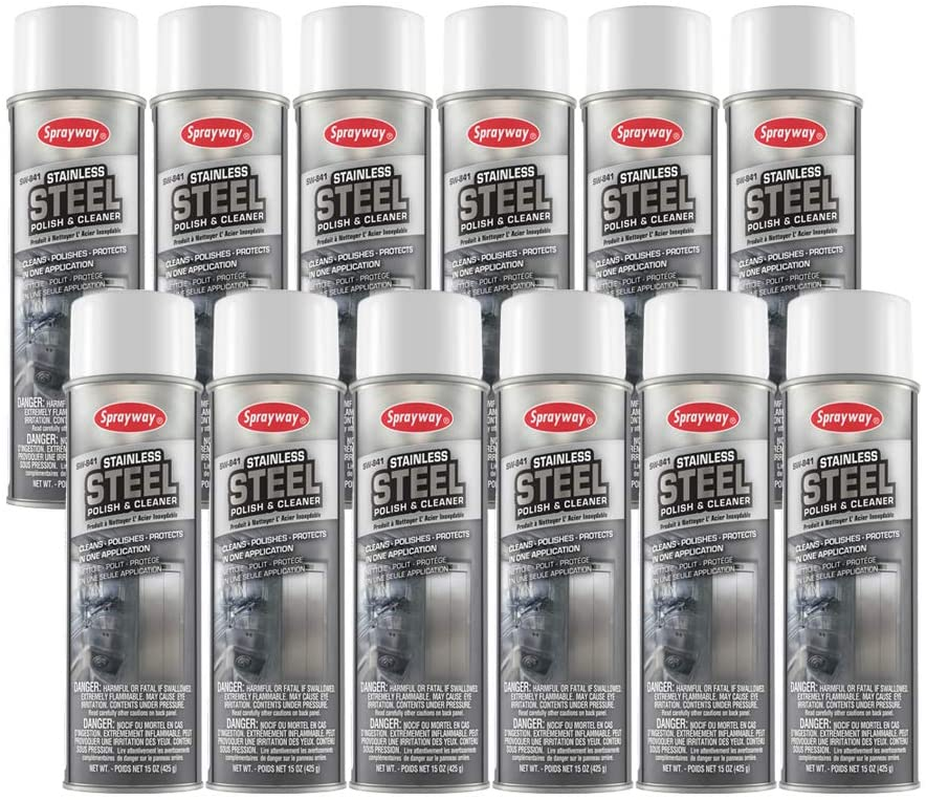 Sprayway SW841 Stainless Steel Cleaner and Polish, Protects and Preserves, Resists Streaks and Finger Prints, 15 Oz