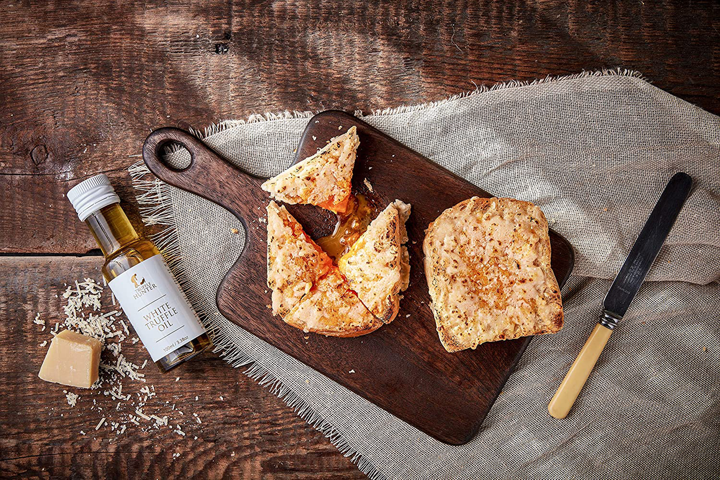 Trufflehunter Truffle Oil Selection Gift Set - White, English & Black Truffle Oil (3 X 3.38 Oz) Real Truffle Pieces Olive Oil Gourmet Food Seasoning Marinade - Vegetarian Vegan Kosher & Gluten Free