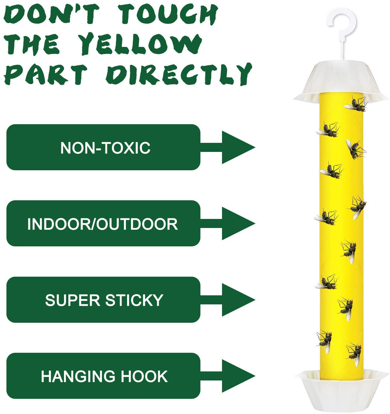 Gideal Fly Stick 6-Pack Fly Trap Stick, Hanging Fly Traps Sticky, Flying Insect Trap with Hanging Hook, Indoor / Outdoor Fly Catchers