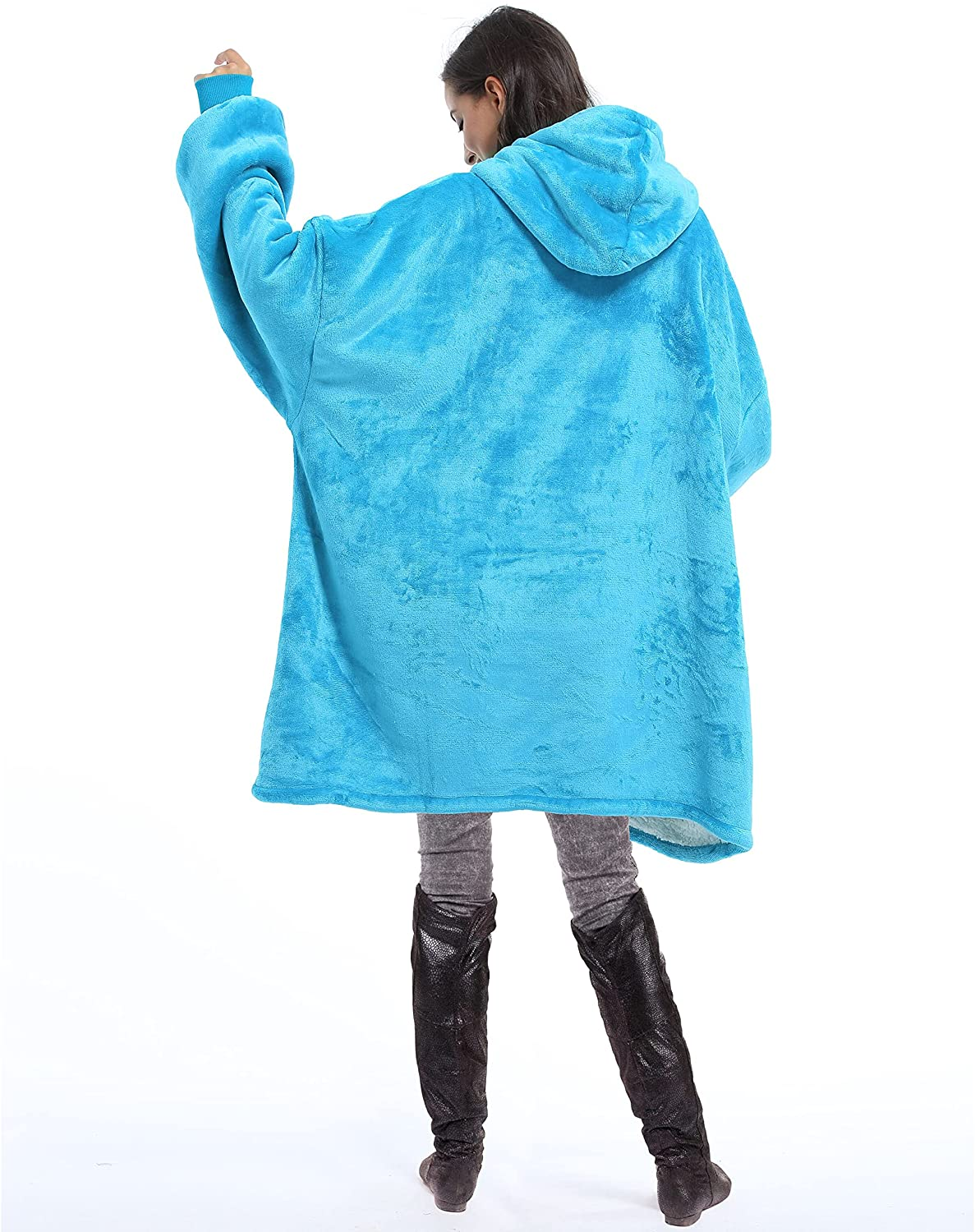 Oversized Wearable Blanket Hoodie Sweatshirt, Comfortable Sherpa Lounging Pullover for Adults