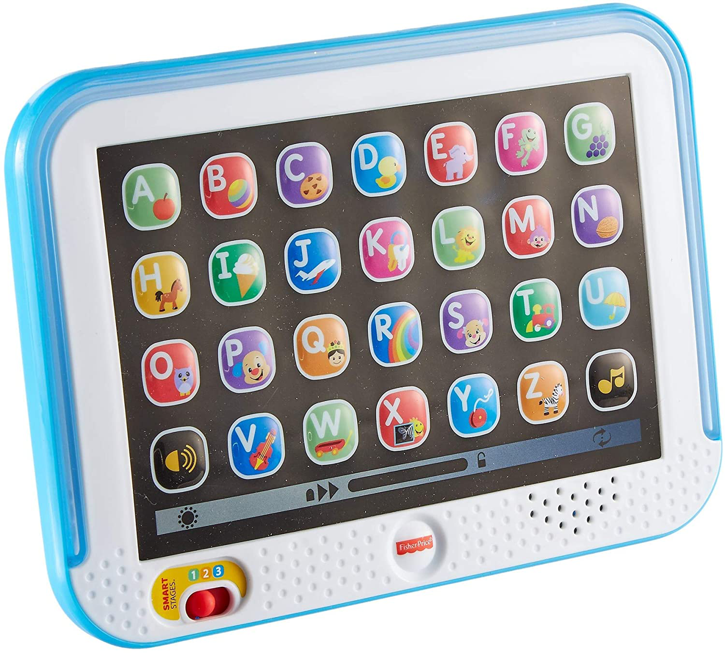 Fisher-Price Laugh & Learn Smart Stages Tablet, Blue, Musical Toy with Lights, Sounds and Learning Content for Infants and Toddlers