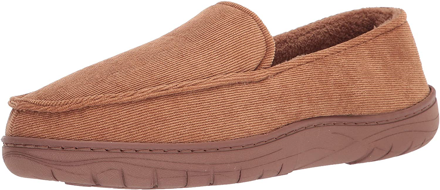 Hanes Men'S Moccasin Slipper House Shoe with Indoor Outdoor Memory Foam Sole Fresh Iq Odor Protection