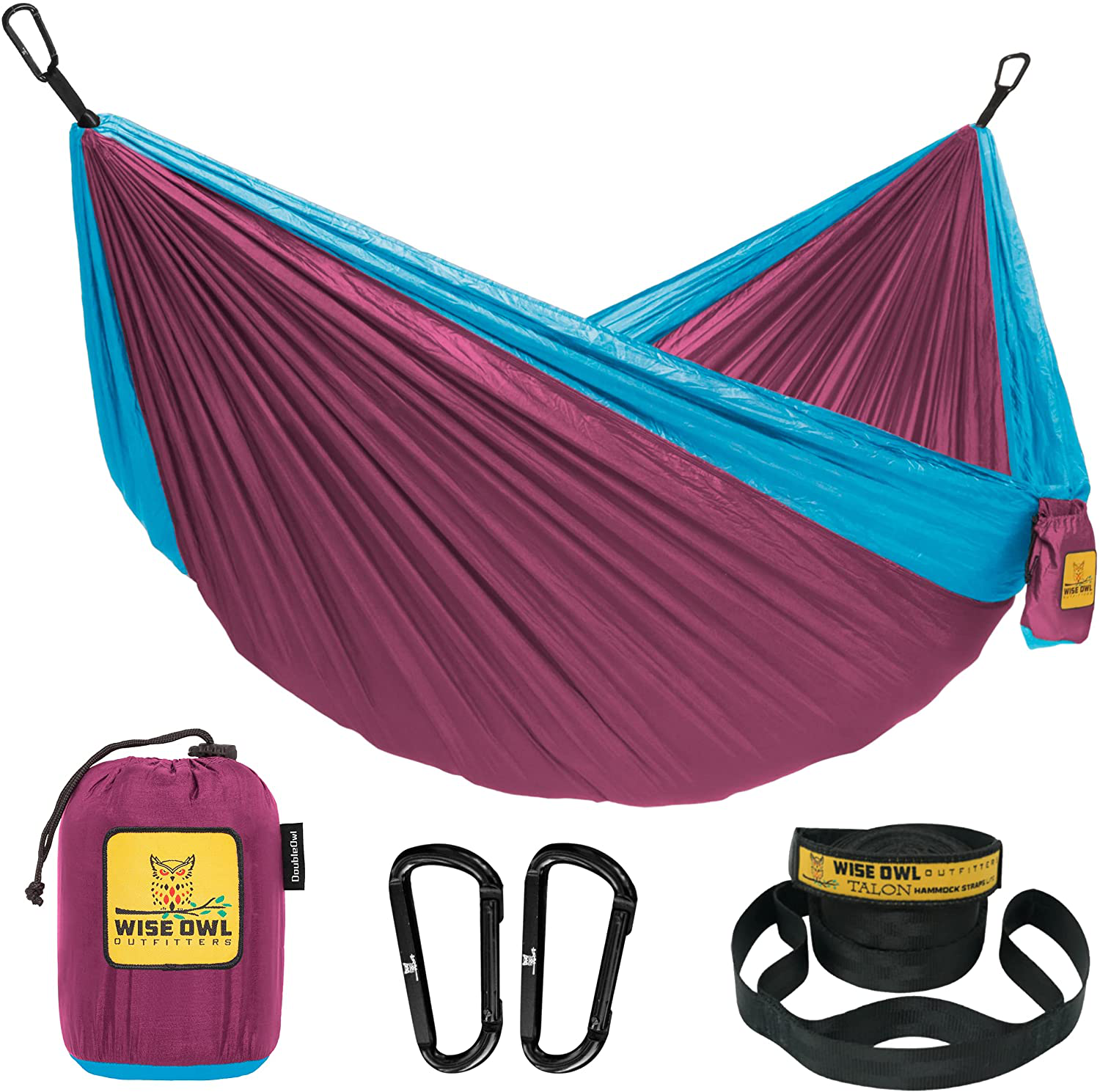 Wise Owl Outfitters Camping Hammocks - Portable Hammock Single or Double Hammock for Outdoor, Indoor W/ Tree Straps - Backpacking, Travel, and Camping Gear