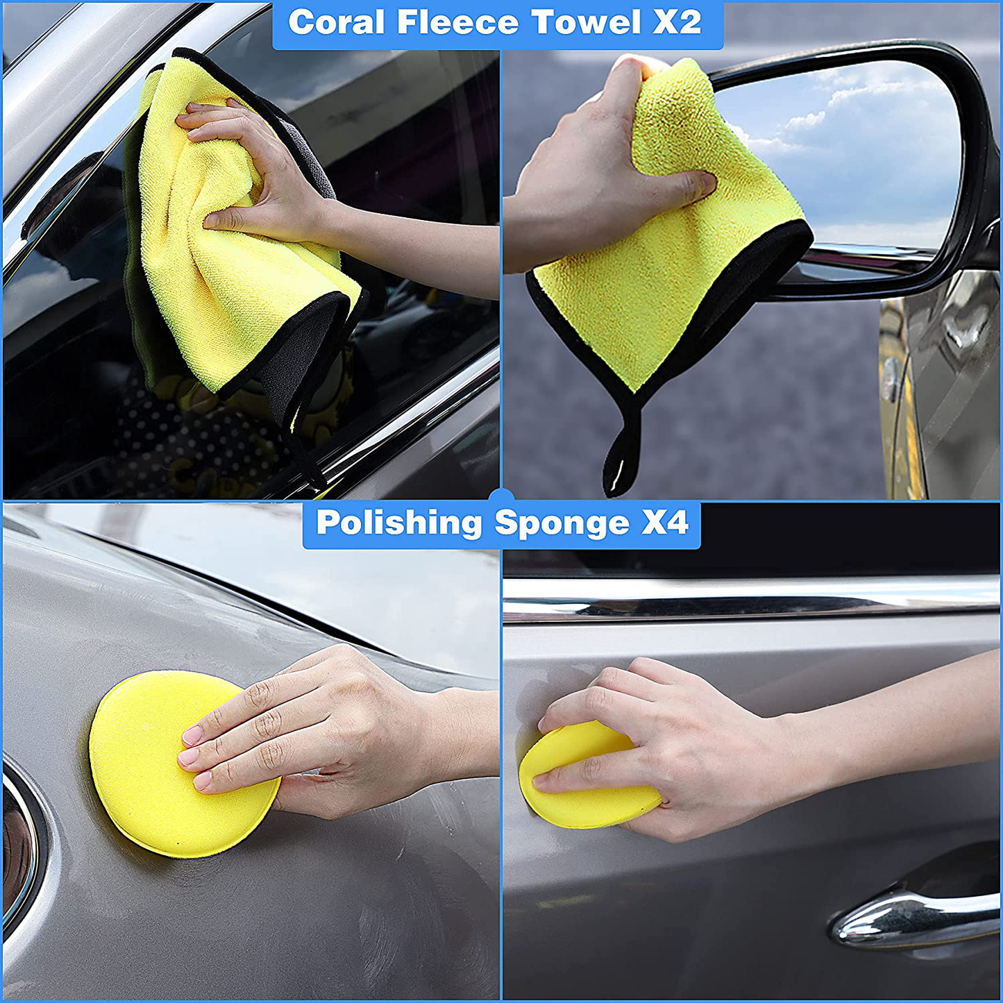 GIVIGO Car Wash Kit 16 Pcs Car Cleaning Kit with Softer Microfiber Cleaning Cloth Thicker Box Car Wash Mitt Duster Squeegee Tire Brush Car Detailing Kit Car Wash Cleaning Tools Set for All Surfaces