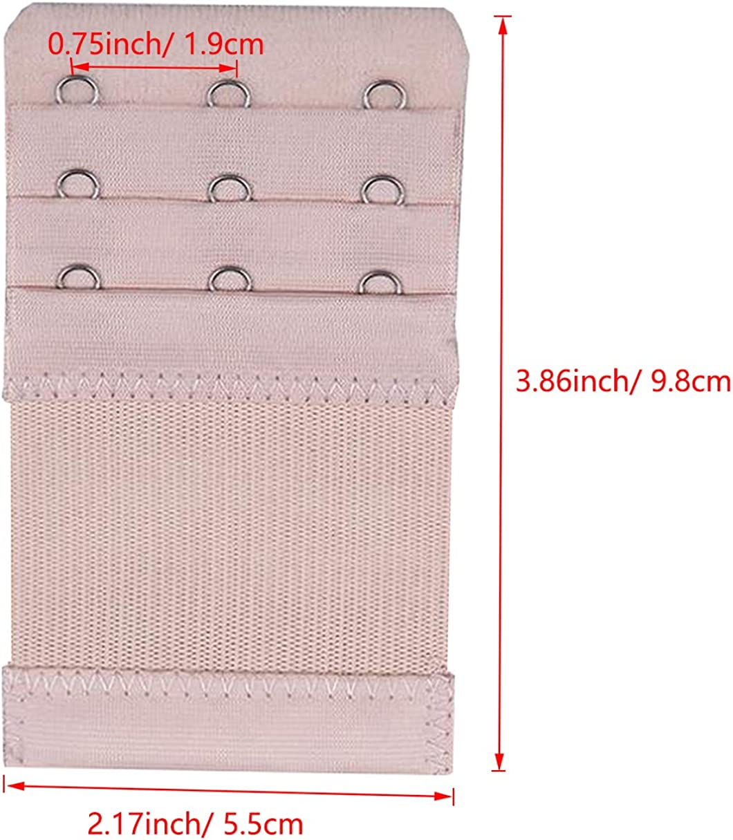 Bra Extender 3 Hooks 3 Rows Elastic Bra Band Hook Strap Extensions for Women, Pack of 4