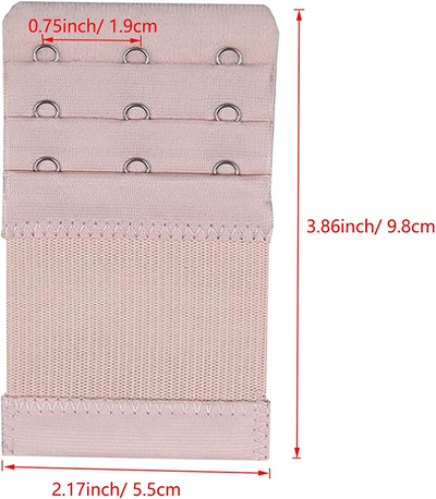Bra Extender 3 Hooks 3 Rows Elastic Bra Band Hook Strap Extensions for Women, Pack of 4