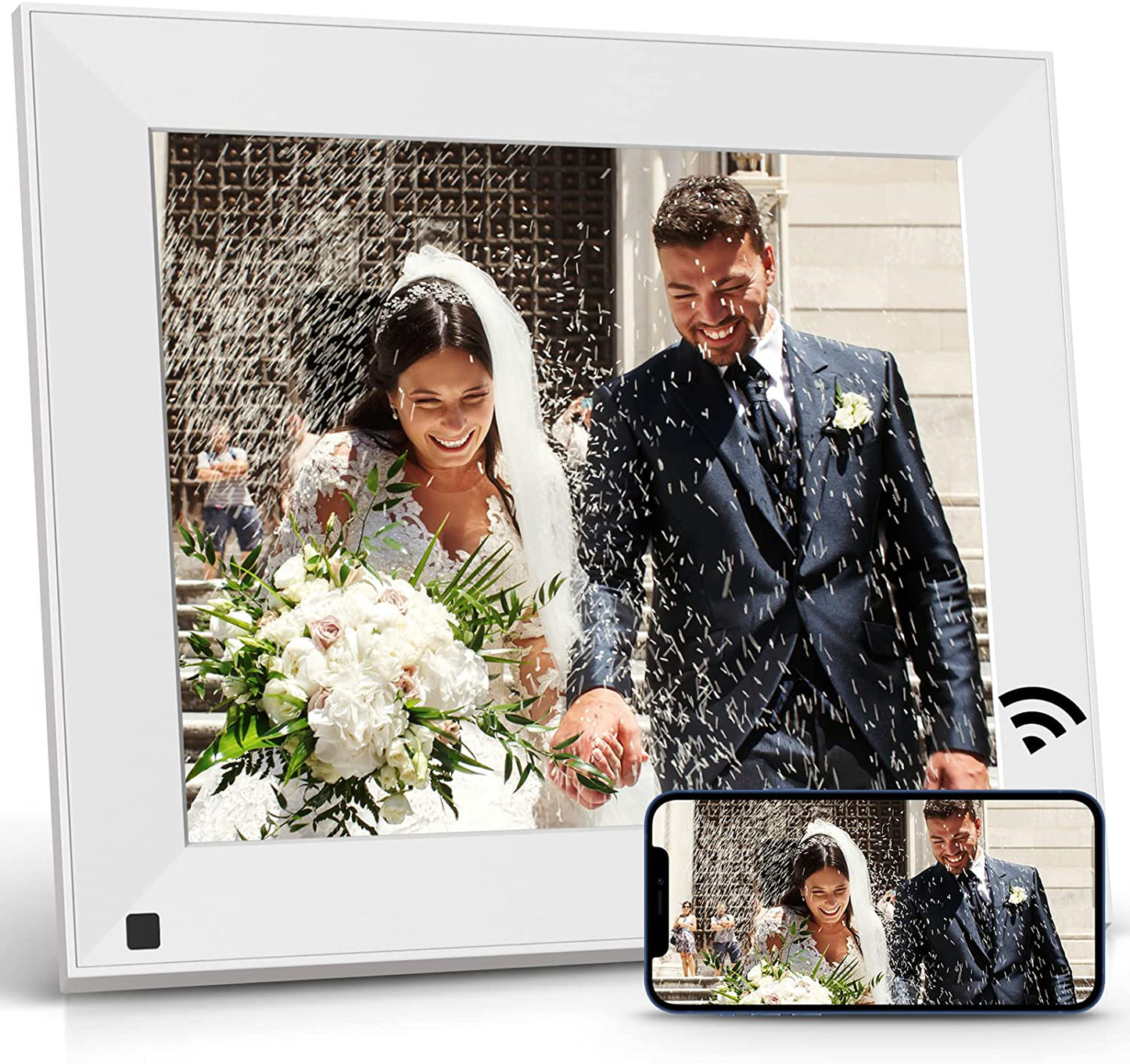 Nexfoto Smart Wifi Digital Picture Frame 16GB Memory, Electronic Photo Frame with IPS Touch Screen, Share Photos Videos via Easy-To-Use App, Gift for Grandparents (Knight Black)
