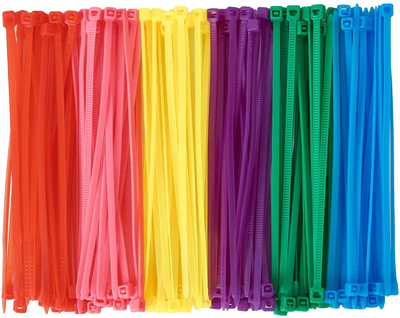 600Pcs (100 per Color) Small Colored Zip Ties 4 Inch Multi-Color Zip Wire Tie for Deco Mesh Wreath Supplies, Colorful Plastic Ties Yellow, Blue, Red, Green, Pink, Purple Zip Ties