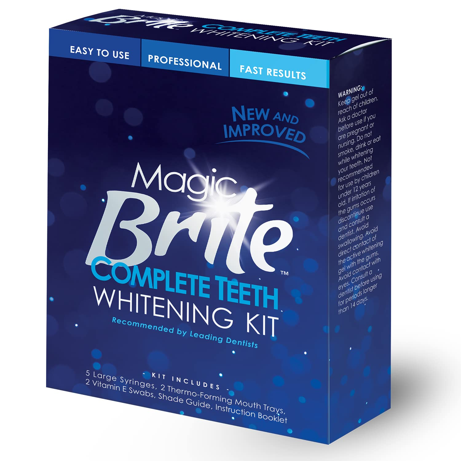 Magicbrite Complete Teeth Whitening Kit at Home Whitener - LED Light, 35% Carbamide Peroxide, 2 Mouth Trays, (3) 3Ml Gel Syringes, Painless Effective 