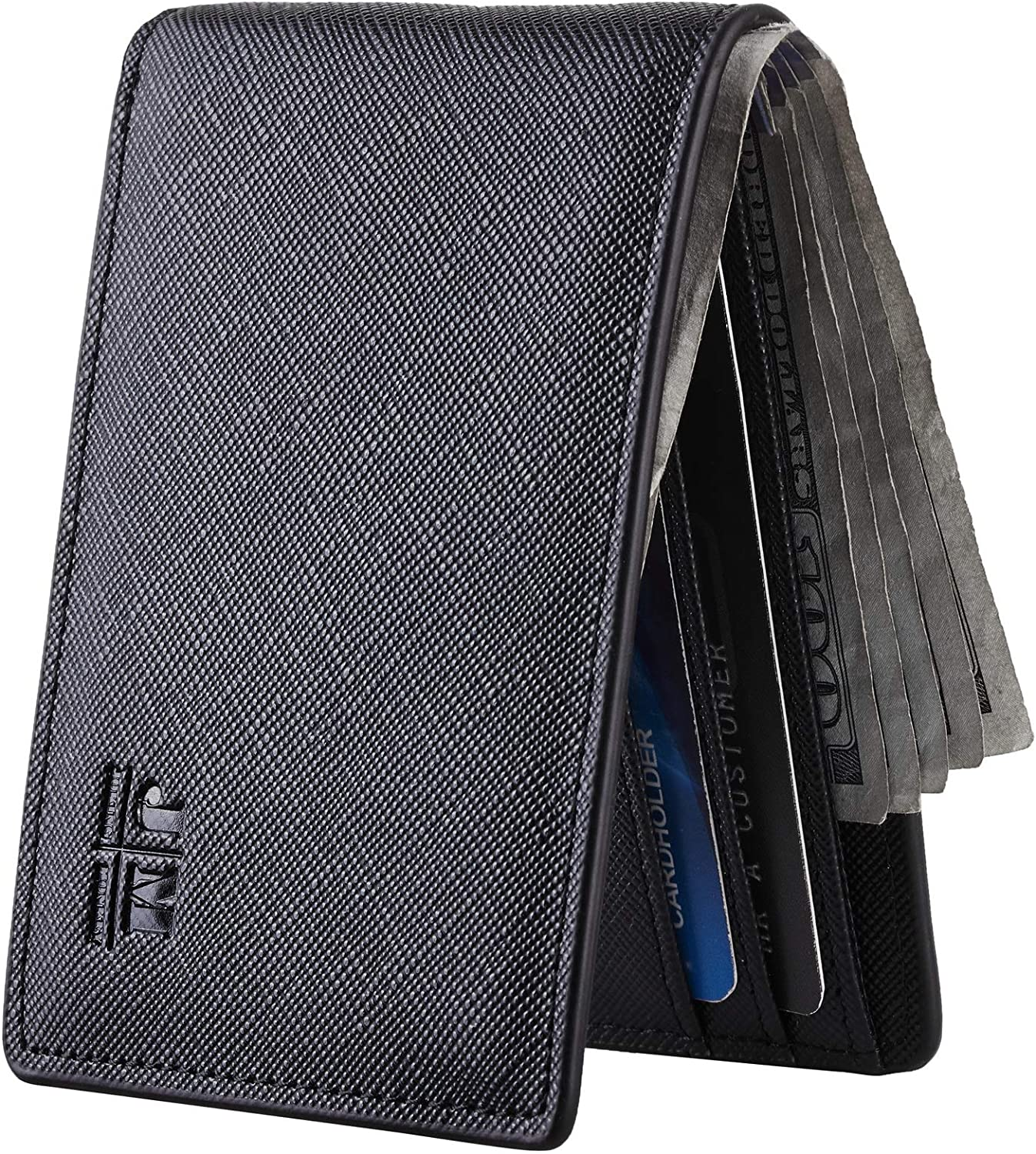 Mens Slim Minimalist Front Pocket Wallet Genuine Leather ID Window Card Case RFID Blocking