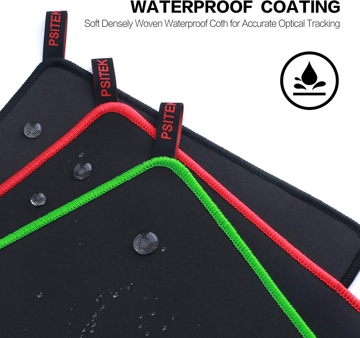 Psitek Mouse Pad 3 Pack 10X8.5 Inches Laptop Gaming Mousepad Waterproof Cloth Surface