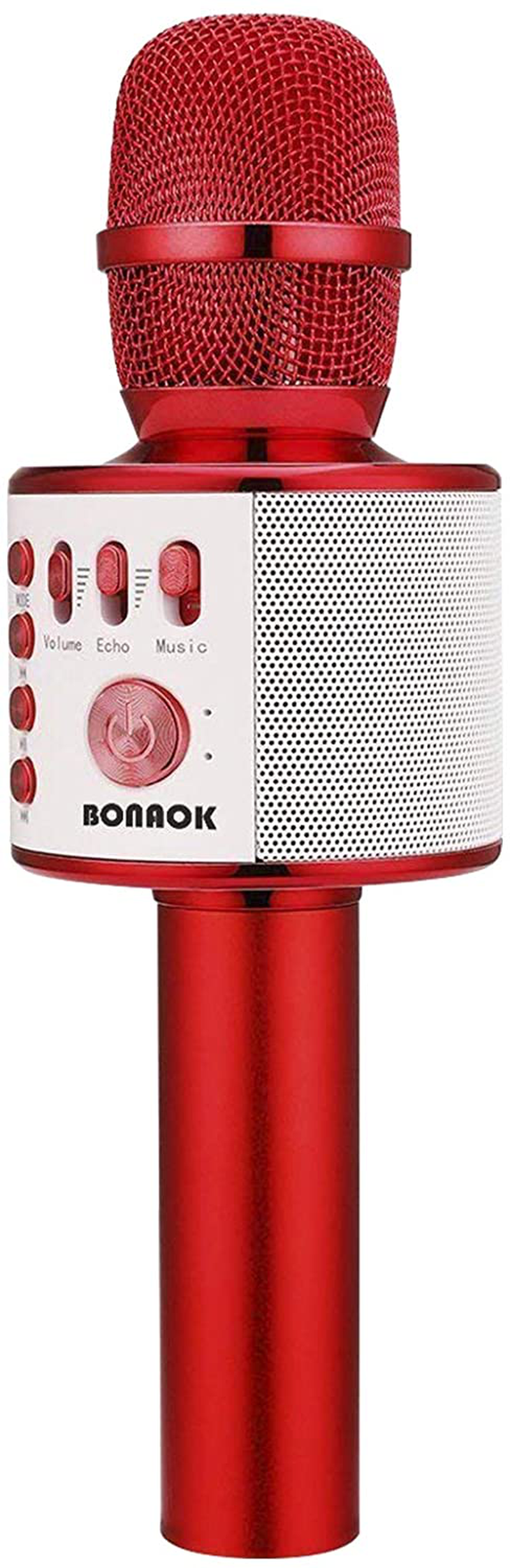 BONAOK Wireless Bluetooth Karaoke Microphone,3-in-1 Portable Handheld Mic Speaker Machine Birthday Home Party for PC or All Smartphone(Q37 Red)