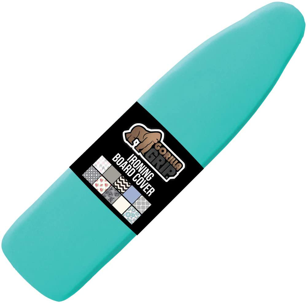 Gorilla Grip Reflective Silicone Ironing Board Cover, Resist Scorching and Staining, 15x54, Hook and Loop Fastener Straps, Pads Fit Large and Standard Boards, Elastic Edge, Thick Padding, Turquoise