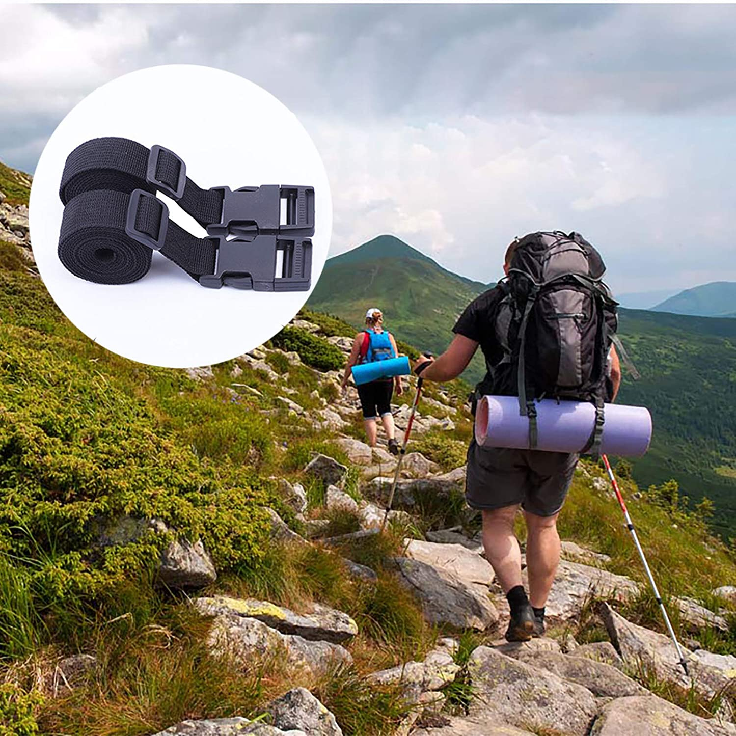 Premium Utility Straps with Quick Release Buckle Adjustable Short Nylon Lashing Straps for Backpack Tactical Lashings Camping Gear Sleeping Bag Mattress and More(Black 4Pcs/6.5Ft)