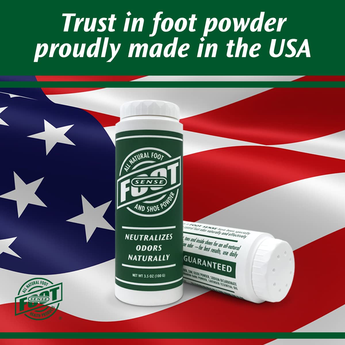 Natural Foot and Shoe Odor Eliminator – Talc-Free Shoe Deodorizer and Body Powder Neutralizes Smelly Odors – Long-Lasting, Fast-Acting Foot Powder for Kids and Adults – Usa-Made by Foot Sense, 3.5 Oz.