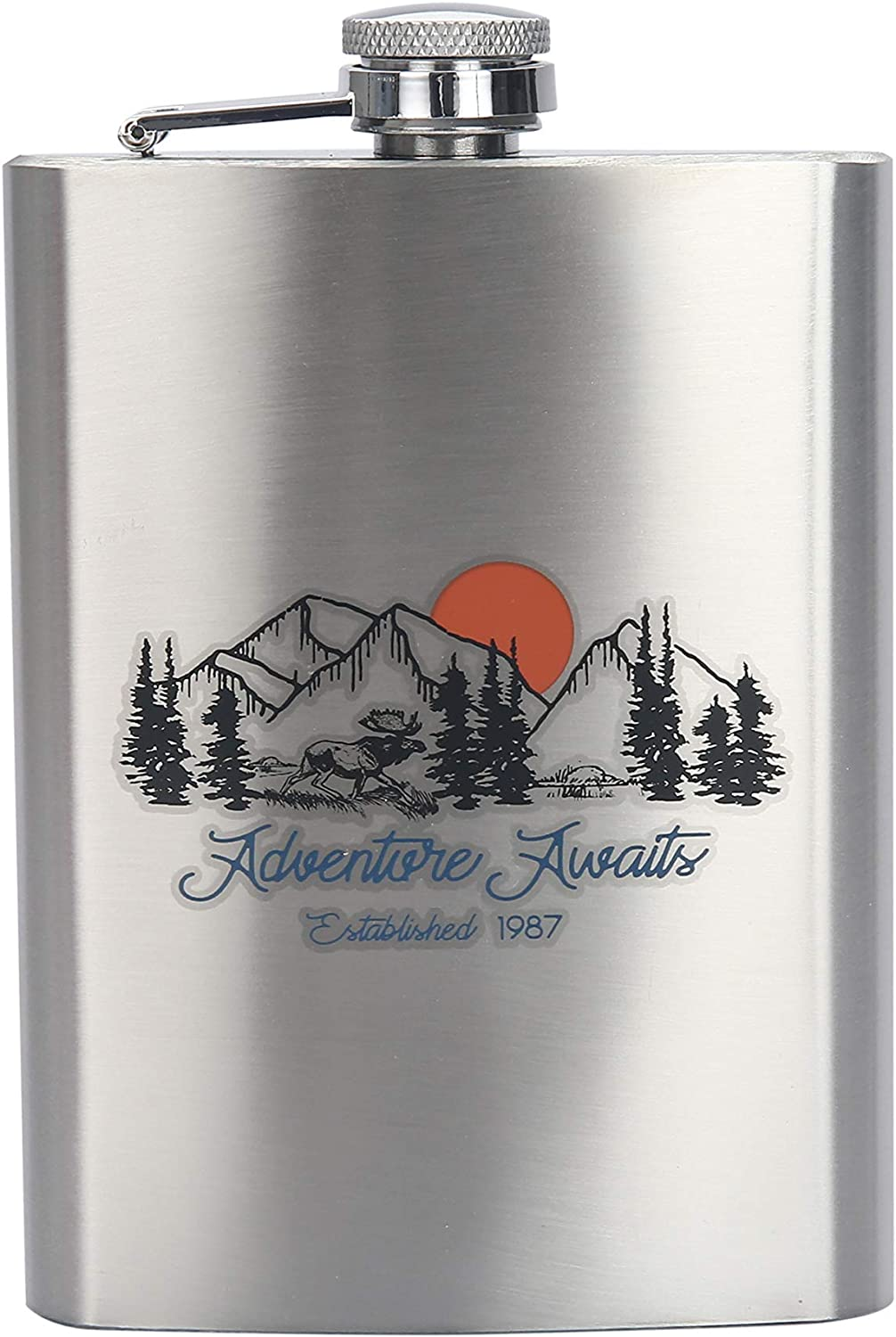 TUGG Ozark Trail 7.5Oz Stainless Steel Flask with Attached Cap and Easy-Pour Funnel (Take Me to the Trail)