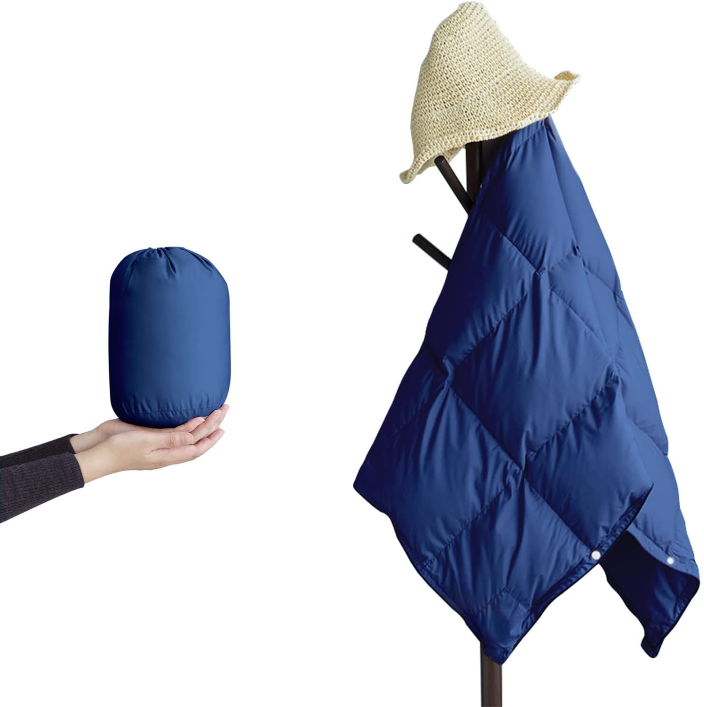 Packable & Lightweight Camping Blanket for Indoor & Outdoor Use, down Throw Blannket Reversible Wearable Soft, Couch Airplane Car Camp Hiking Stadium Concert