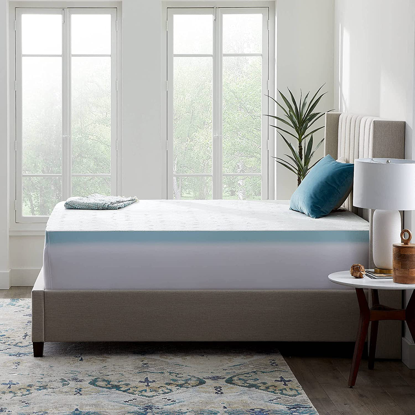 LUCID Memory Foam Soft and Breathable-Machine Washable Mattress Topper Cover, California King, White