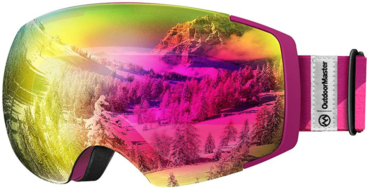 Outdoormaster Ski Goggles PRO - Frameless, Interchangeable Lens 100% UV400 Protection Snow Goggles for Men & Women